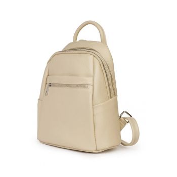 Rucsac dama -  piele naturala - crem - 31x27x13cm