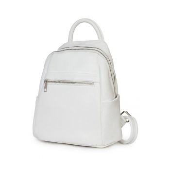 Rucsac dama piele naturală Jonathan - alb - 31x27x13cm - 2 compartimente
