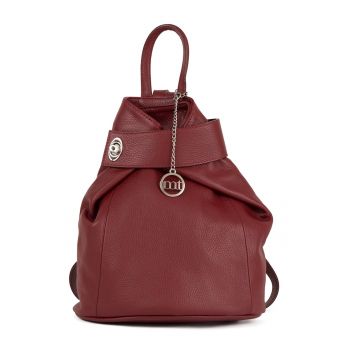 Rucsac de piele cu accesoriu logo Sirietto - Rosu marsala