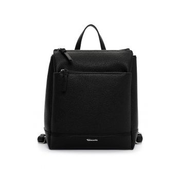 Rucsac de piele ecologica cu buzunare cu fermoar - Negru