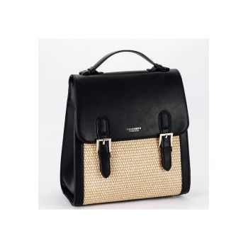 Rucsac negru cu model impletit DHJ727-3 18 20087 - Negru