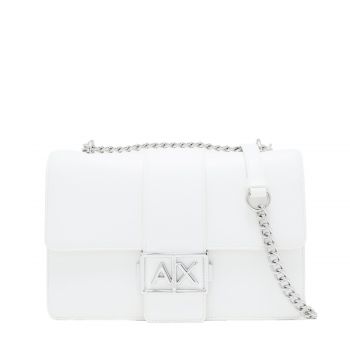 Shoulder bag with logo white