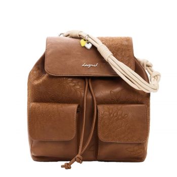 Small embroidered backpack brown