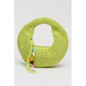 Geanta crosetata cu maner si detaliu de lant Zeya - Verde lime