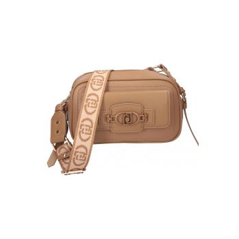 Geanta crossbody cu bareta cu logo - Caramel