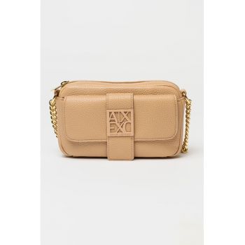 Geanta crossbody cu bareta din lant - Maro camel