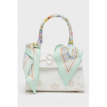 Geanta crossbody cu broderie - Alb