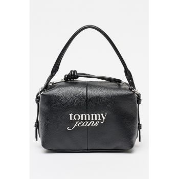 Geanta crossbody cu logo metalic - Negru