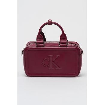 Geanta crossbody cu monograma in relief Bauletto - Violet tyrian