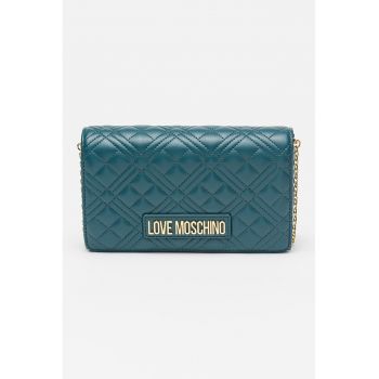 Geanta crossbody de piele ecologica cu aspect matlasat - Albastru petrol