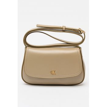 Geanta crossbody de piele ecologica cu bareta ajustabila - Maro taupe