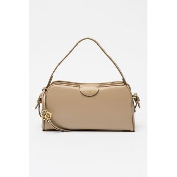 Geanta crossbody de piele ecologica cu bareta ajustabila - Maro taupe