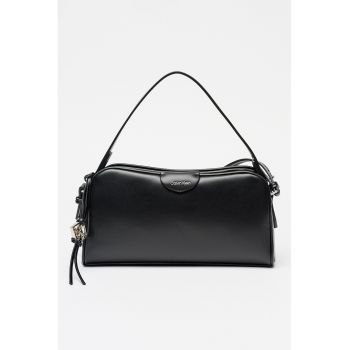 Geanta crossbody de piele ecologica cu bareta ajustabila - Negru