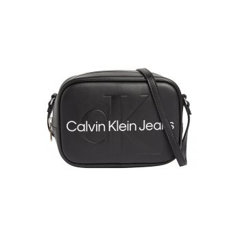 Geanta crossbody de piele ecologica cu logo - Negru