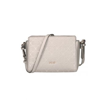 Geanta crossbody de piele ecologica cu model logo - Alb