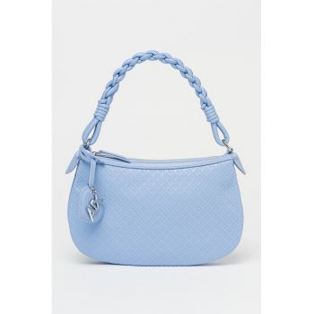 Geanta crossbody de piele ecologica cu model monograma Maya - Albastru azur