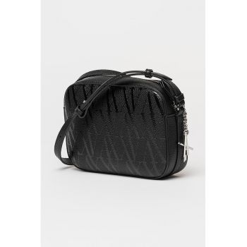 Geanta crossbody de piele ecologica cu model - Negru