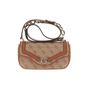 Geanta crossbody de piele ecologica cu monograma - Maro deschis