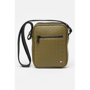 Geanta crossbody de piele ecologica - Negru/Kaki
