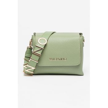 Geanta crossbody din piele ecologica cu aplicatie logo metalica Alexia - Verde sparanghel