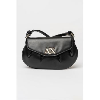 Geanta crossbody din piele ecologica cu clapa - Negru
