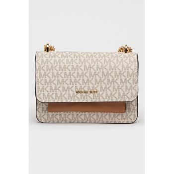 Geanta crossbody din piele ecologica cu model monograma Claire - Maro/Crem