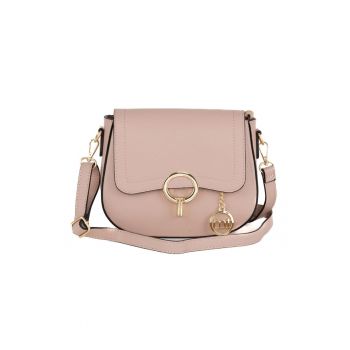 Geanta crossbody din piele - Roz prafuit