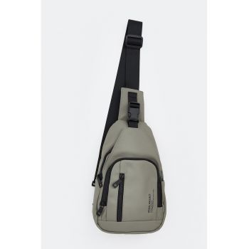 Geanta crossbody din piele sintetica cu buzunare multiple - Kaki