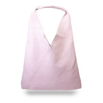 Geanta dama din piele naturala roz deschis Camelia - 46x50x2 cm