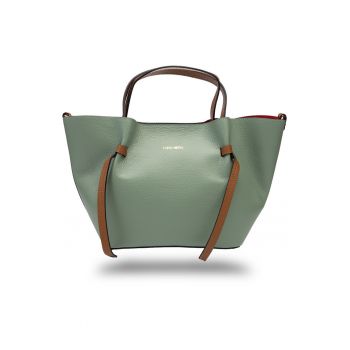 Geanta dama din piele naturala verde salvie Loretta