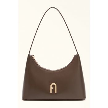 Geanta de piele cu bareta lunga de umar Diamante - Maro inchis - 16x24x6