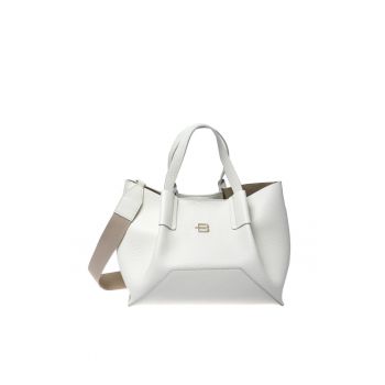 Geanta de piele cu design elegant - Alb - 23x36x17