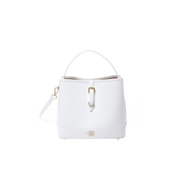 Geanta de piele cu model uni - Alb - 22x25x14
