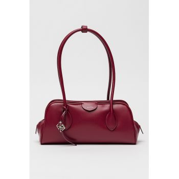 Geanta de piele ecologica cu maner si accesoriu - Violet tyrian