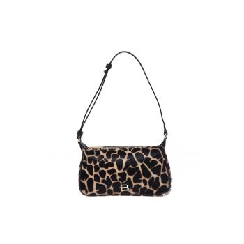 Geanta de umar cu model - Negru/Maro camel