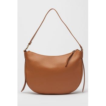 Geanta din piele cu bareta de umar C-Easy - Caramel