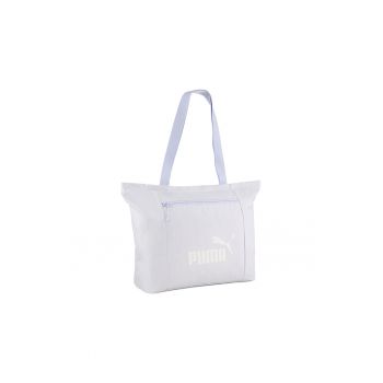 Geanta shopper cu imprimeu logo Base - Gri deschis/Albastru azur