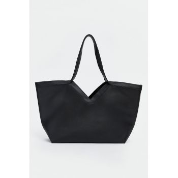 Geanta shopper de piele ecologica - Negru