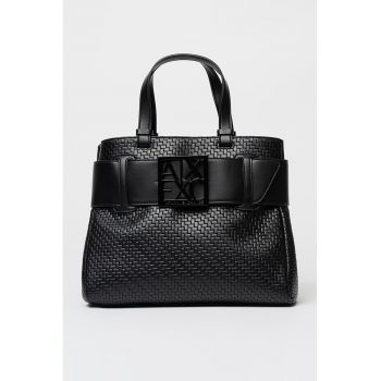 Geanta shopper din piele ecologica - Negru