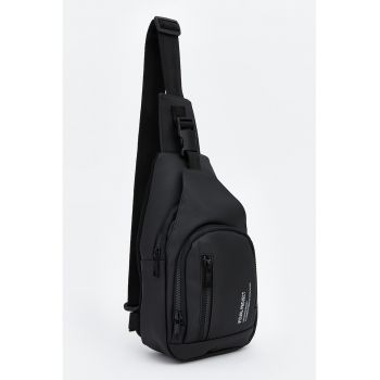 Geanta sling crossbody cu buzunare multiple - Negru