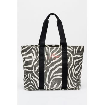 Geanta tote cu imprimeu Becky - Alb/Negru