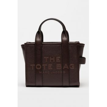 Geanta tote din piele The Small - Maro inchis