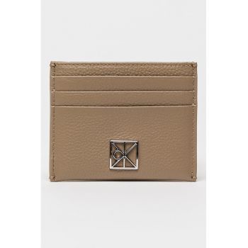Portcart de piele cu protectie RFID - Maro taupe