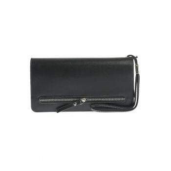 Portofel negru elegant cu fermoar si compartimente multiple