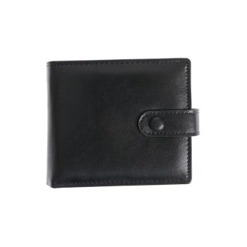 Portofel negru elegant din piele ecologica cu inchidere capsa