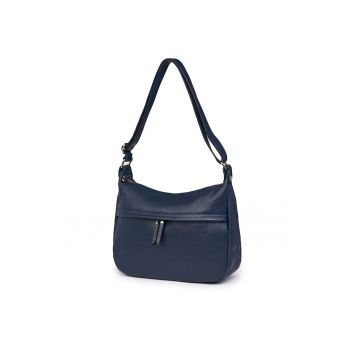 Poseta din piele naturala  Amelia - bleumarin - 24x32x12cm - 2 compartimente