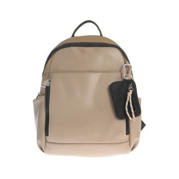 Rucsac bej minimalist cu accente negre