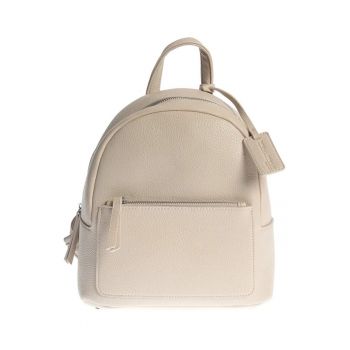 Rucsac casual bej cu buzunar frontal