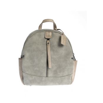 Rucsac casual gri cu fermoar frontal