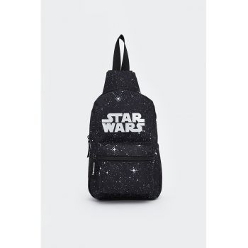Rucsac din material textil cu imprimeu - Alb/Negru